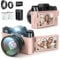 Digital Camera, LAMA 4K 48MP Autofocus Vlogging Camera, Compact Camera with 3.0 Inch 180° Flip Screen, 16X Digital Zoom Camera for YouTube with Wide-angle Lens, 32GB SD Card, 2 Batteries Pink