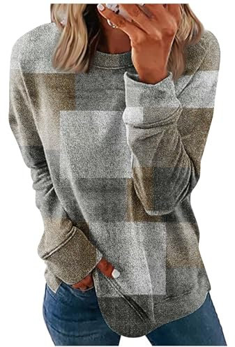 Dhyuen Damen Sweatshirt Frühling Und Herbst Sweatjacke Herren Vlies Winterjacke Damen Y2k Zipper Winter Und Herbst Fleecejacke Damen Half Reißverschluss Bluse Damen Kängurutasche(2-Khaki,3XL)