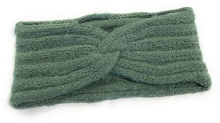 Women's Girls' Winter Warm Knitted Headband Knot Knit Woolly Head Ear Warmer Wrap Sweatband UK (Sage Green)
