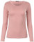 T-shirt basique à col rond et manches longues, coupe skinny, vieux rose, M