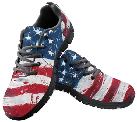 Howilath Amerikanische Flagge Sneakers für Frauen Jogger Schuhe Sterne Laufschuhe usa Flagge Sportschuhe Casual Trainer-37