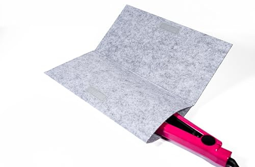 Glamza Hair Straightener Mat & Pouch - Made from Heat Resistant Safety Felt - Ideal for Home & Travel (Light Grey)