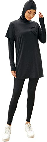 DSAoTeng Muslimischer Hijab-Trainingsanzug, 3-teiliges Set, bescheidene islamische Dubai-Sportbekleidung, arabische Türkei, Fitnessstudio, Yoga, Outdoor,, # 4, 38