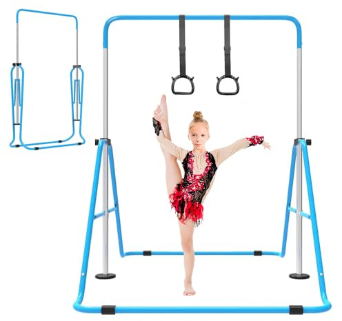 ZUETK Barra de gimnasia expandible para niños, altura ajustable, barra de entrenamiento infantil, barras horizontales plegables de gimnasia, equipo de gimnasio en casa para niños gimnastas, niños,