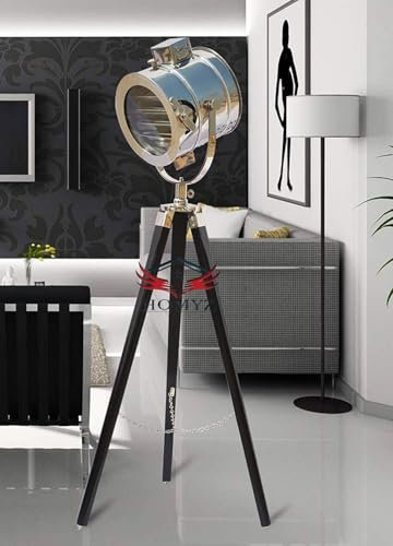 HOMYZ Industrial Tripod Floor Lamp Nautical Standing Light Spotlight for Living Room, Bedroom Floor Lamp for Halloween
