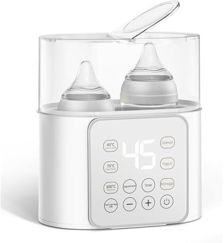 Baby Bottle Warmer,9-in-1 Multi Functional Baby Milk Warmer Fast Baby Food Heating & Defrost, Double Bottle Sterilizer with Timer and 24 Hour Appointment