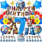 44 Stück Geburtstagsdeko kingder 7 jahre, Luftballon Kindergeburtstag Deko Geburtstag Happy Birthday Banner Latexballons Folienballon Junge für 7 Themen Kinderpartys Geburtstags