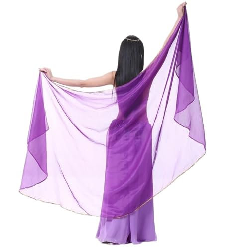 LPHFDCS Bauchtanzschleier Bauchtanz-Schleier aus Chiffon for Damen, Tanzkostüm, Chiffon, Schal, Schleier, Voile, orientalischer Tanz, 250 x 12 cm Bauchtanz-Schal(Purple)