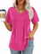 Zeagoo T-Shirt à Manches Courtes et col en V pour Femme Tunique Décontractée d'été Haut Élégant Top Fuchsia M