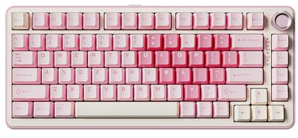 YUNZII B75 PRO Wireless Mechanical Keyboard,75% Layout with Knob,Hot Swap Gasket Custom Structure,Creamy Pre-lubed Switches,RGB Backlit,Bluetooth/Type-C/2.4G for Win/Mac(Milk Switch,Pink)