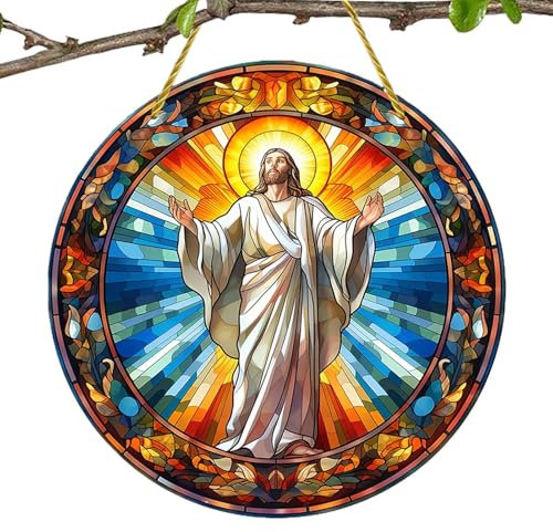 Krippen-Fensterdekorationen,Krippenornamente,Acryl Jesus und Jungfrau Maria Fensterdekoration - Krippendekoration, Haustür-Ornament, christliche Heimdekoration für Zuhause, Café