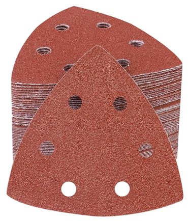 PMIQSA 70 Stück 40 Körnung Deltaschleifer Schleifpapier Dreieckschleifer | 93x93x93mm, Schleifblätter Klett Schleifdreiecke, für Holz Metall, fur Detailschleifer