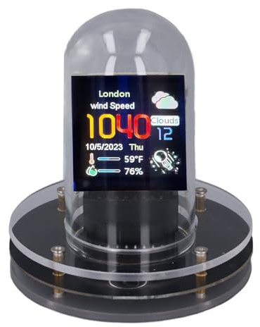 WiFi Nixie Röhren Uhr, Digital, 12/24 Stunden Anzeige, Wetteranzeige, IPS Display, Quarzglas