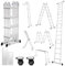 Lospitch 4x4 Mehrzweckleiter, 470cm 7 in 1 Multifunktionsleiter mit 2 plattform, Aluminium Vielzweckleiter mit 2 Transport Rollen bis 150 kg, Arbeitsleiter 16 Stufen, Silber