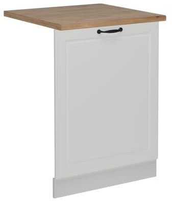 Vicco Geschirrspülblende R-Line, Geschirrspüler Fronttür, Weiß Landhaus, 60 cm, AP Eiche