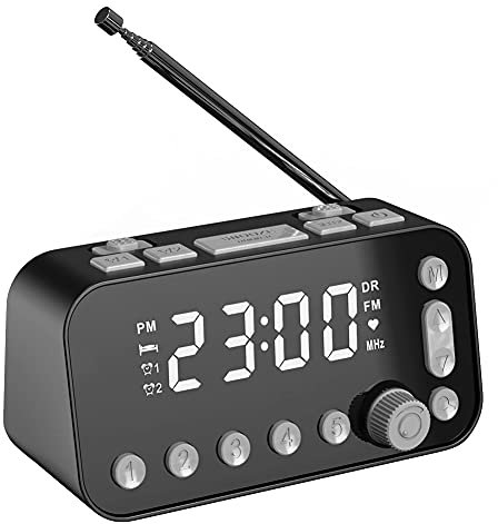 DAB Radiowecker mit Großem Display, Sleep Timer mit DAB FM UKW Radio, Wecker Digital Funkuhr Mit 5 Voreinstellungen & Zwei Wecktimer für Wohnzimmer Schlafzimmer Büro, Schwarz