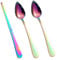 3pcs Grapefruit Spoons and Knife Set with Serrated Edge, Stainless Steel Grapefruit Curved Serving Utensils for Citrus Lemon Kiwi Melon Lime Apple Puree Pitaya Fruit Eating Tool (Colorful)