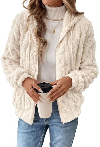 Yeenily Felpa Pile Donna con Zip Giacca Pile con Cappuccio Invernale Donna Giubbotto Invernale Felpa A Cappuccio con Tasca