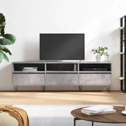 HOMEELIKE TV Schrank Betongrau 150 cm breit mit 6 F?Chern und Stauraum