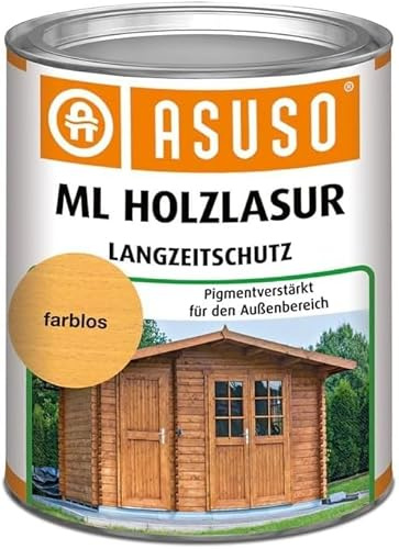 Asuso Holzlasur Langzeitschutz – UV-stabile Holzschutzlasur, feuchtigkeitsregulierend, für innen & außen – 2,5 Liter, Goldbraun