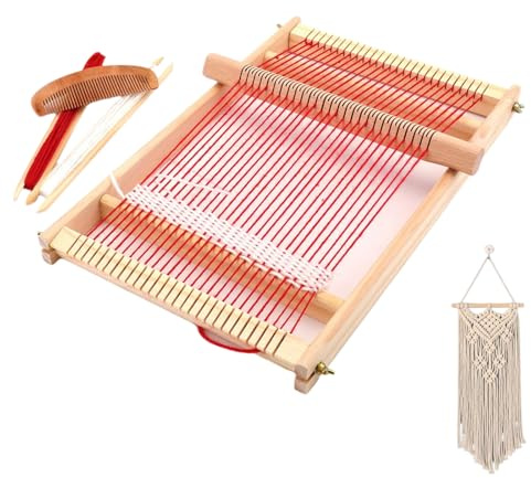 Eowppue Webrahmen Set für Erwachsene Anfänger 30x20cm Holz Webstuhl DIY Handarbeit Knüpfrahmen Weben Zuhause Geschenkidee
