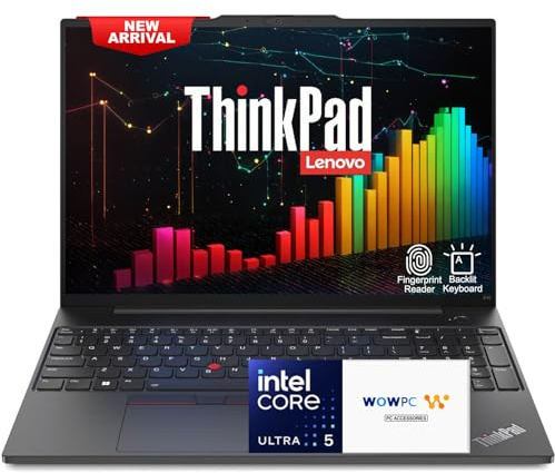 Lenovo ThinkPad E16 Gen 2 Business Laptop, Intel Core Ultra 5 125U, 16 FHD+, 32GB DDR5 RAM, 1TB PCIe SSD + 500GB External Drive, Backlit Keyboard, Fingerprint Reader, Ethernet, WOWPC 3-in-1 Bundle