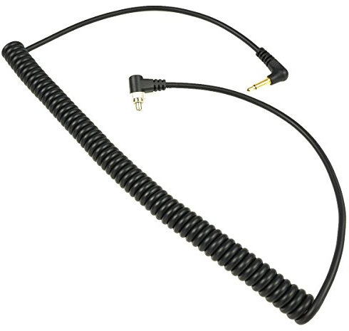 Foto&Tech 90 Inch (2.3M) Stretch/23 Inch Coiled HEAVY WEIGHT LOCKING 3.5 mm to Male Flash PC Sync Cable w/Screw Lock for PocketWizard Plus III/Plus II/Nikon Canon & Most DSLR Cameras Flash Trigger