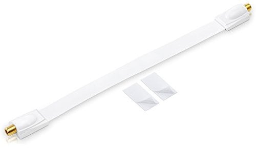 conecto CC50247 Premium Fensterdurchführung für SAT Kabel koaxial inkl. Klebepads (F-Kupplung auf F-Kupplung, vergoldet) weiß, 30 cm