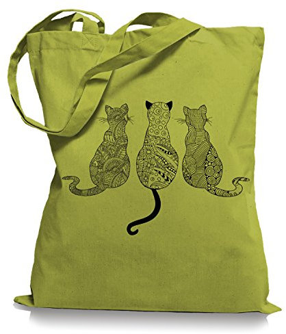 Ma2ca® Cats - Katzen Tragetasche/Bag/Jutebeutel WM101-kiwi