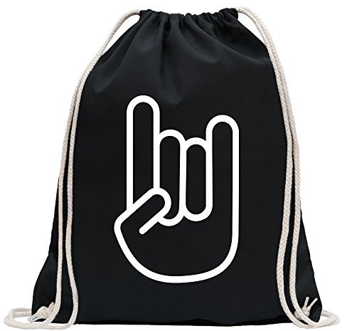 Kiwistar - Turnbeutel - schwarz - The Heavy Shocker - Fun Rucksack Sport Beutel Gymsack Baumwolle mit Ziehgurt