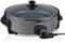 HAEGER Top Gourmet 36 - Paellera, Sartén Eléctrica para Paella y Pizza, Cazuela Multiusos con Tapa de Vidrio, 5 Niveles con termostato y Antiadherente (1500W)