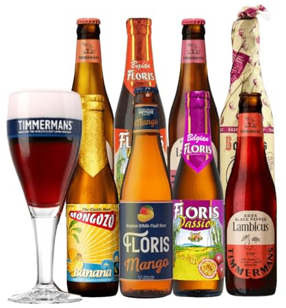 Belgian Fruit Flavoured Craft Beer Case Gift Set with TImmermans Glass (8 Pack)