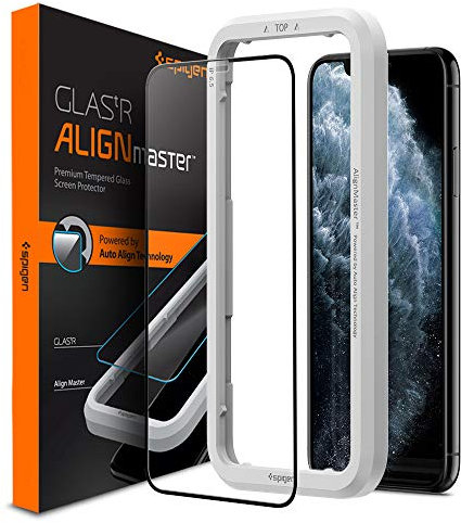Spigen iPhone 11 Pro Max/iPhone XS Max Glas Displayschutz Einfache Installation AlignMaster Glas.tR Slim Full Cover Black/Schwarz - AGL00098