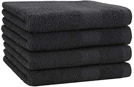 Betz 4 Stück Strandtücher Duschtücher Set Größe 70x140 cm Duschhandtuch Badetuch Strandtuch Handtuch Premium 100% Baumwolle Farbe Graphit