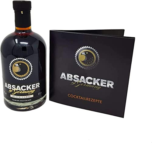 Absacker of Germany inkl. Cocktail-Heft GRATIS - Black Label Premium Kräuterlikör 0,5 Liter 28% Vol. - großartige Komposition aus Kräutern, Früchten und Gewürzen - Kräuter Likör