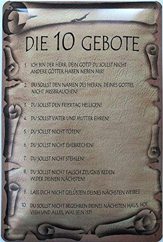 Deko7 Blechschild 30 x 20 cm Die 10 Gebote