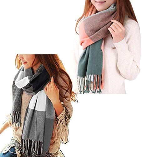 Tuopuda Hiver Echarpe Femme Plaid Longue écharpe Chaude Grande Châles Doux Foulards Glands Elégant Wrap Châles Etoles Écharpe