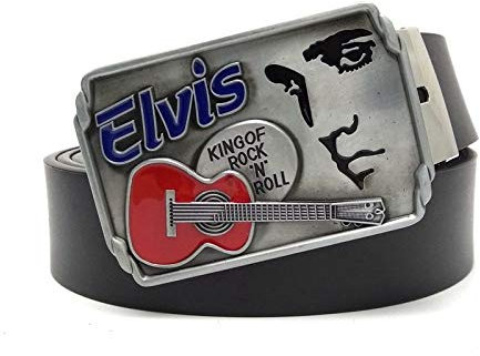 JWJQTLD Herren Gürtel Western Country Cowboy Herrengürtel Elvis Presley Rock Metal Gürtelschnalle Lässige Männliche Taille Gürtel Herren Zubehör Herren- Und Damengeschenke, Wie Abgebildet, 115 cm