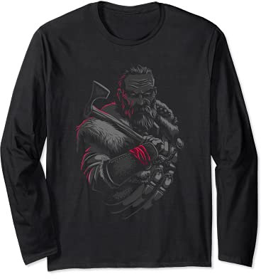 Viking Warrior With Axe - Norse Mythology Long Sleeve T-Shirt