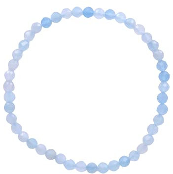 Taddart Minerals – Blaues Armband aus dem natürlichen Edelstein Aquamarin mit facettierten 4 mm Kugeln auf elastischem Nylonfaden aufgezogen – handgefertigt