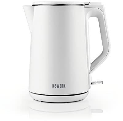 N8WERK Kettle with double wall design in the Moonlight White Edition | Capacity 1.5 litres, cordless operation, 2,200 watts, 360° rotatable