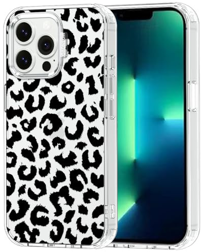 MOSNOVO Case for iPhone 13 Pro, [Buffertech 6.6ft Military-Grade Drop Protection] [Anti Peel Off Tech] Clear TPU Bumper Phone Case Cover Design - Black Leopard Print