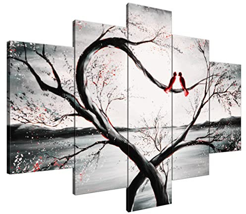 Estika Leinwand bilder - Im Mondlicht Rot - 150x105 cm, 5 teilige kunstdruck - Wandbilder wohnzimmer, schlafzimmer, Moderne wanddeko, Bild auf leinwand - Natur bilder - 2527A_5H