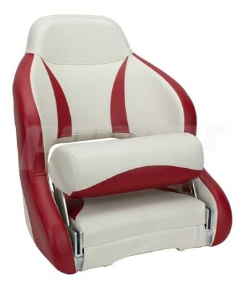 Bootssitz/Bootsstuhl/Steuerstuhl NAHE, FlipUp-Funktion, Boot Yacht Farbe cremeweiss rot