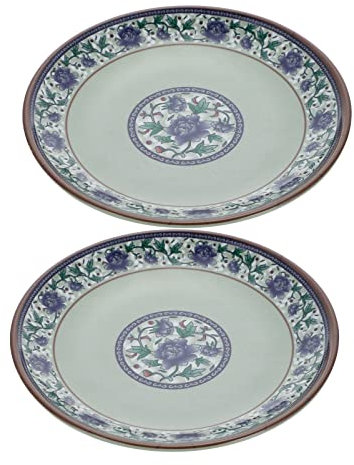 UPKOCH Blue and White Porcelain Serving Plates 2pcs Floral Dinner Shallow Plates Appetizer Salad Dessert Snack Plate Set Dinner Plates for Home Kitchen Restaurant 7in