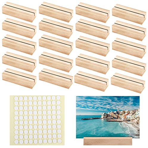 Aicharynic 20 Stück Kartenhalter Holz, Holz Fotohalter, Natürliches Massivholz Kartenhalter Platzkarte, Tischkarte Inhaber, Tischkartenhalter Holz für Hochzeit Tischnummer Postkarten Fotoständer