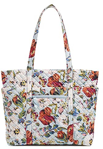 Vera Bradley Damen Baumwolltasche Deluxe Vera Handtasche, Sea Air Floral – recycelte Baumwolle