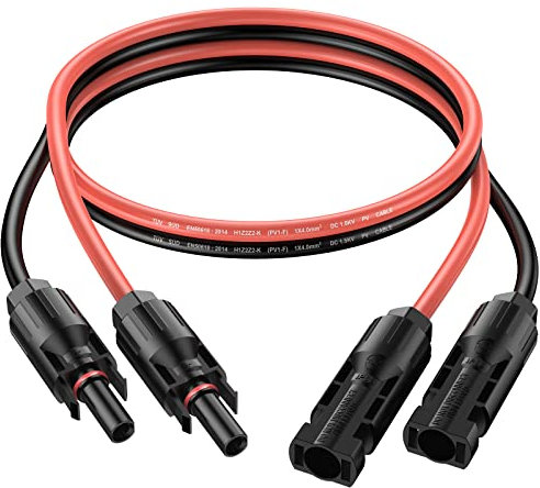 GARLLEN 1M Solar Panel Extension Cable 12AWG/4mm², GARLLEN Solar Extension Cable with Female and Male Connector, Solar Cable with IP68 Waterproof, 1 Pair Solar Cable for RV Campervan, Boat, Van