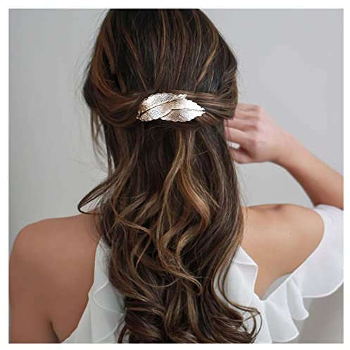 Inilbran Barrettes Barrettes Feuille Vintage Barrettes Plume D'or Barrettes Barrette Feuille Metal Barrettes Barrette Feuille Barrette Cheveux Décoratifs Accessoires Cheveux Français Pour Femmes