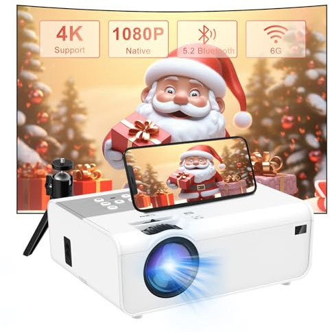 【Auto Keystone】Mini Projector,2025 Upgraded 13000L Portable Projector With WiFi 6 Bluetooth Full HD 1080P Outdoor Projectors Supported 4K,Theater Movie Proyector Compatible With Android/TV Stick/USB